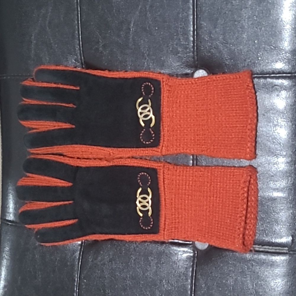 Cute Women gloves Black Orange one size - Picture 2 of 7